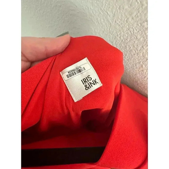 Iris & Ink Asymmetrical Waistline Reddish Orange Dress 14 - Picture 8 of 12